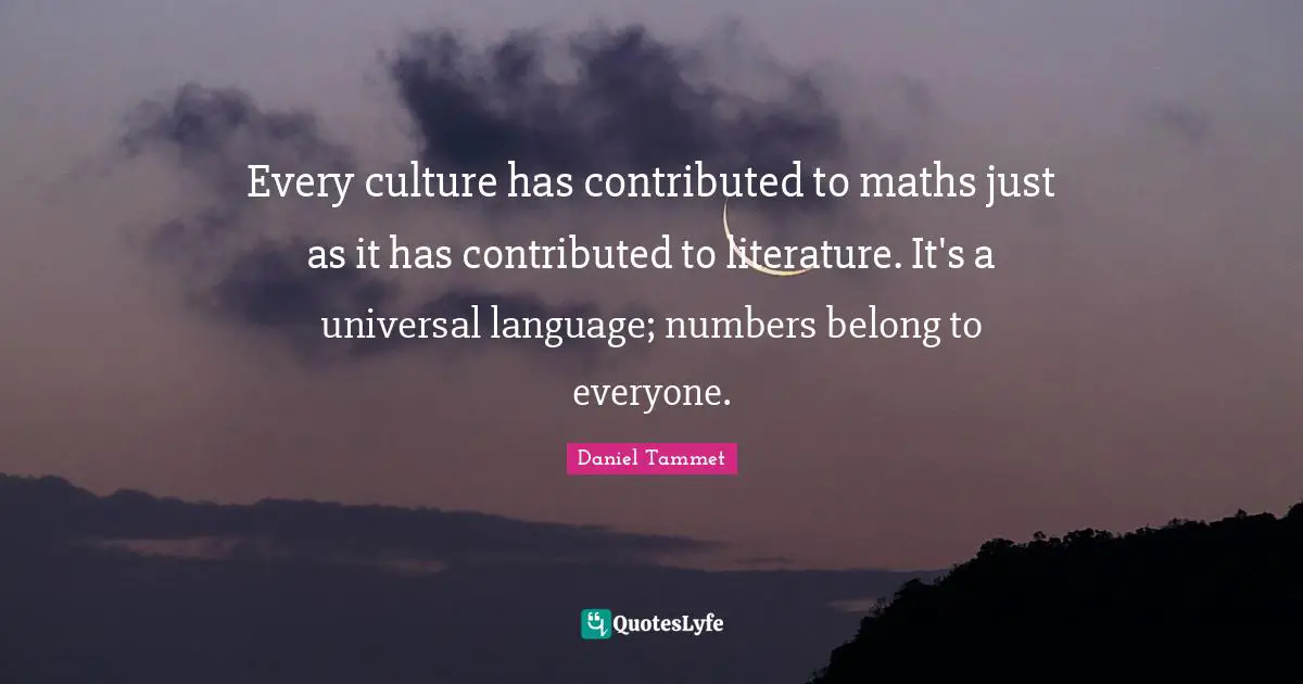 Every culture has contributed to maths just as it has contributed to literature. It's a universal language; numbers belong to everyone.