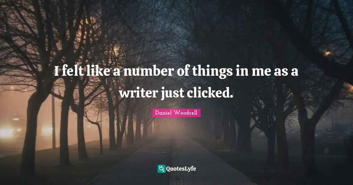 I felt like a number of things in me as a writer just clicked.