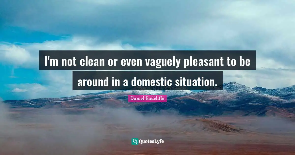 I'm not clean or even vaguely pleasant to be around in a domestic situation.