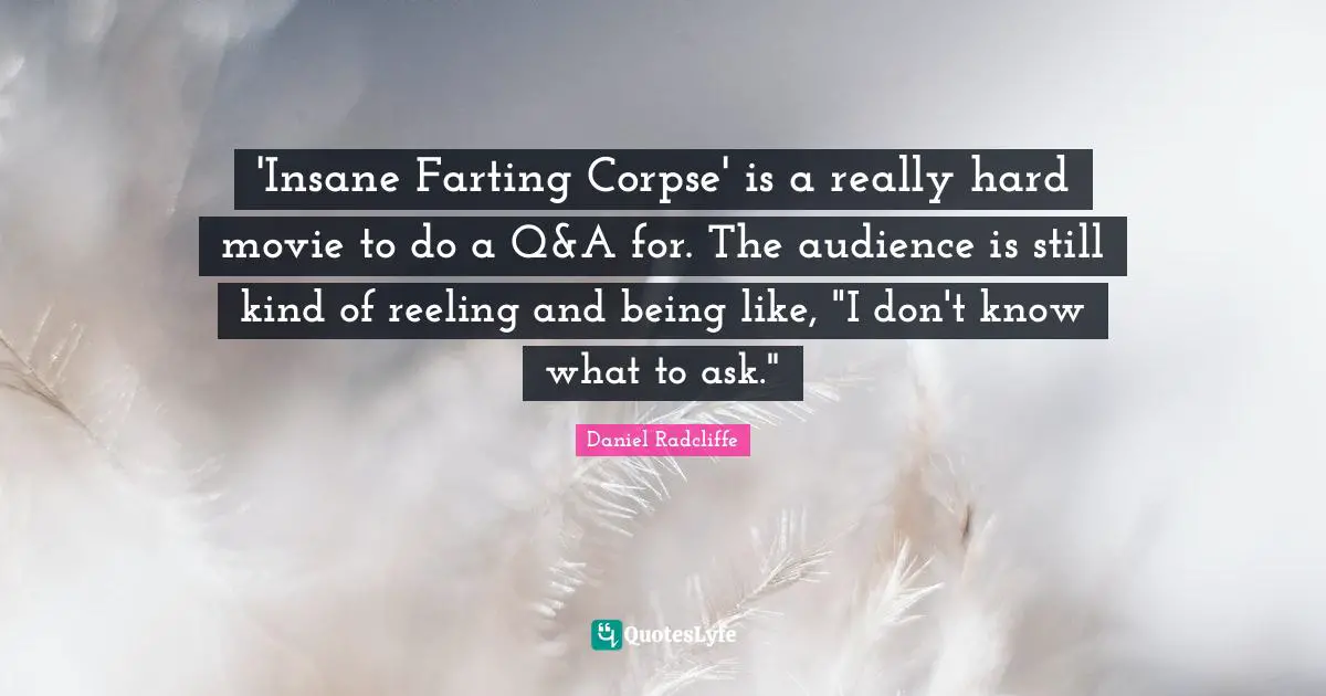 'Insane Farting Corpse' is a really hard movie to do a Q&A for. The audience is still kind of reeling and being like, "I don't know what to ask."