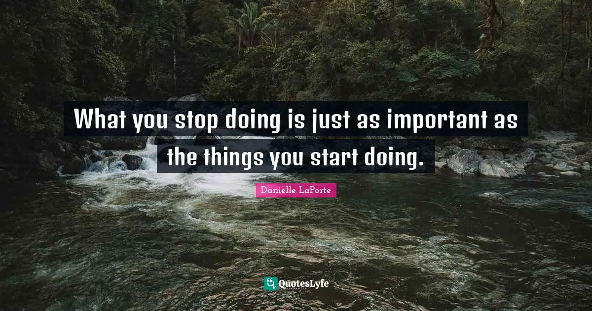 Danielle LaPorte Quotes: "What you stop doing is just as important as the things you start doing."