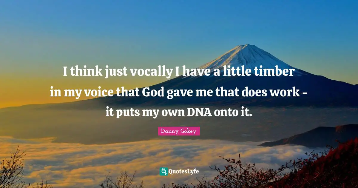 I think just vocally I have a little timber in my voice that God gave me that does work - it puts my own DNA onto it.