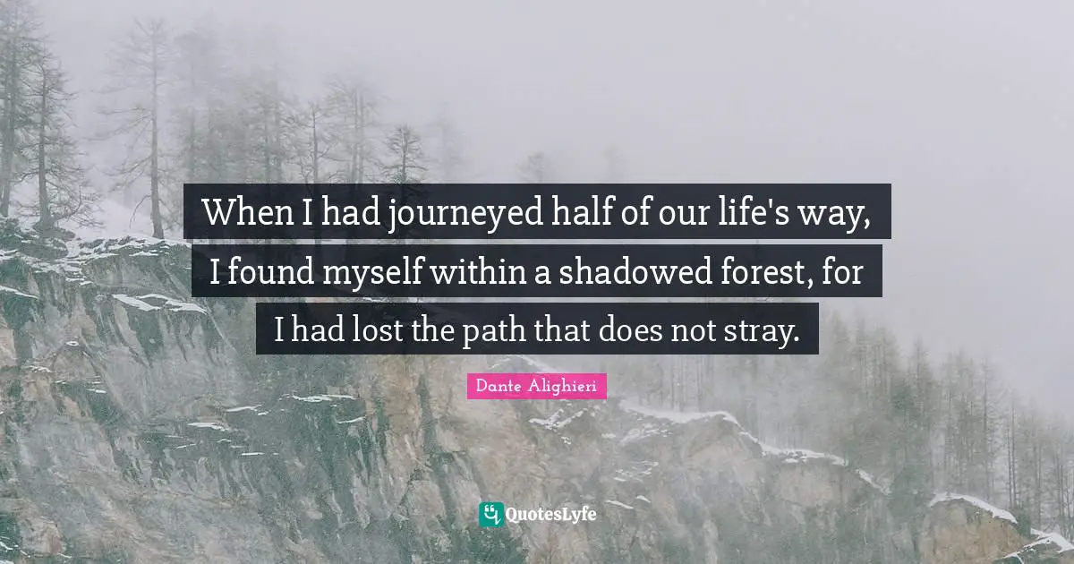 When I had journeyed half of our life's way, I found myself within a shadowed forest, for I had lost the path that does not stray.