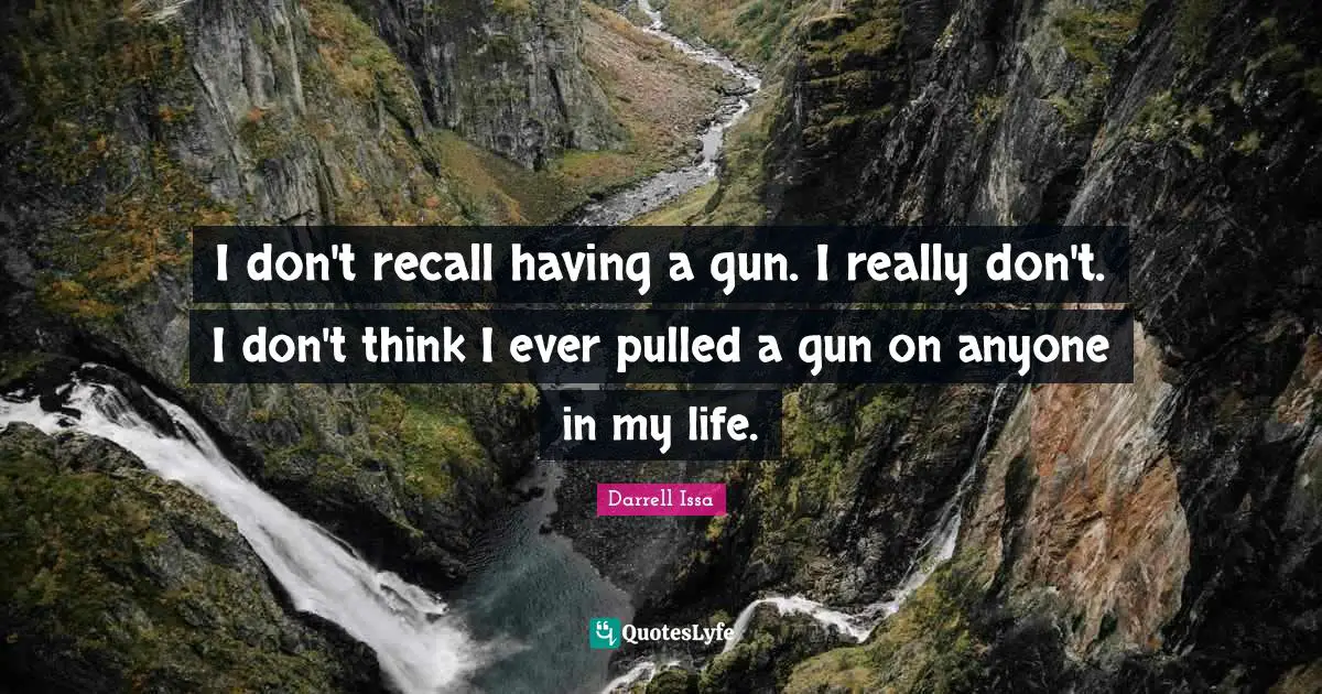 Darrell Issa Quotes: "I don't recall having a gun. I really don't. I don't think I ever pulled a gun on anyone in my life."