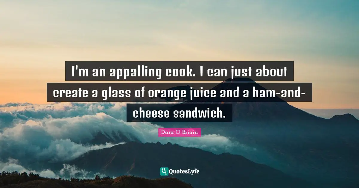 I'm an appalling cook. I can just about create a glass of orange juice and a ham-and-cheese sandwich.