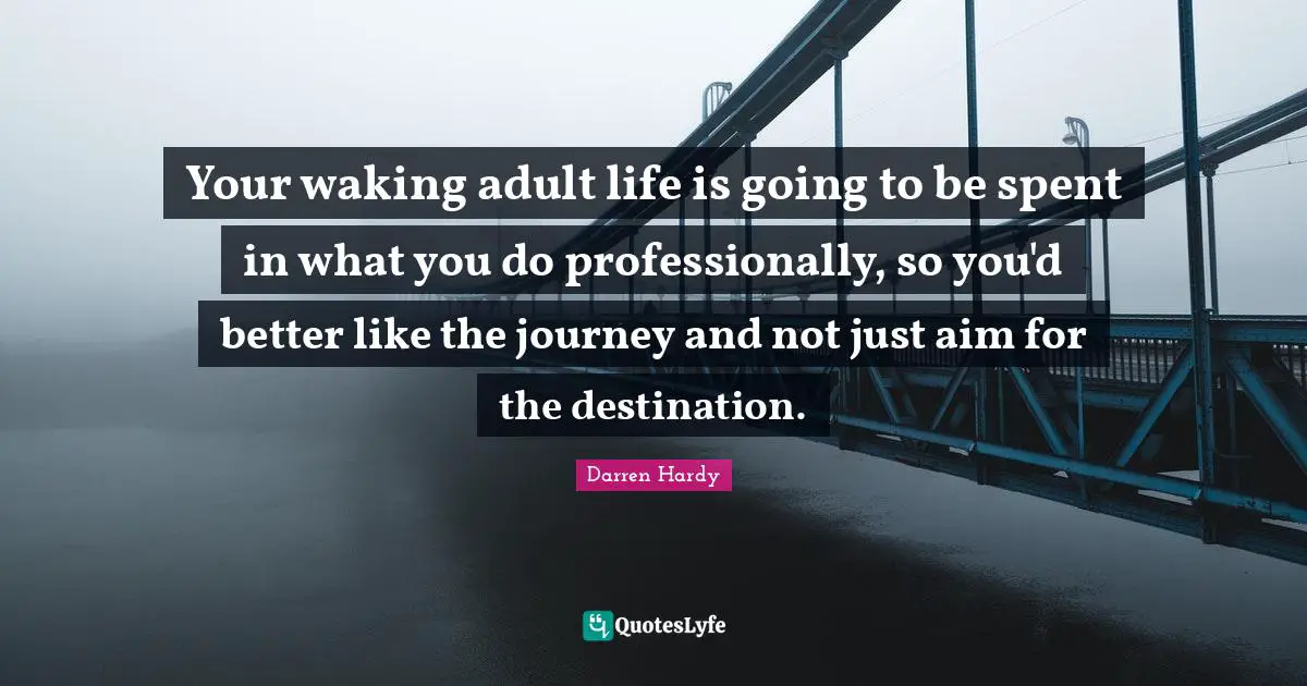Your waking adult life is going to be spent in what you do professionally, so you'd better like the journey and not just aim for the destination.