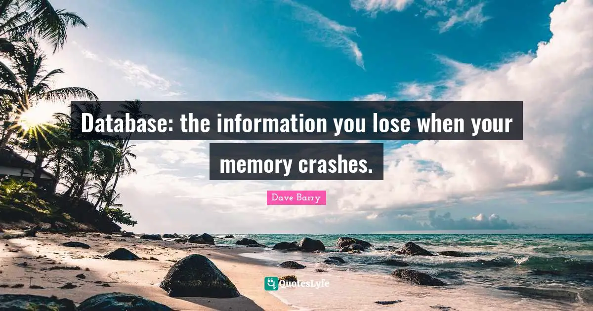 Database: the information you lose when your memory crashes.