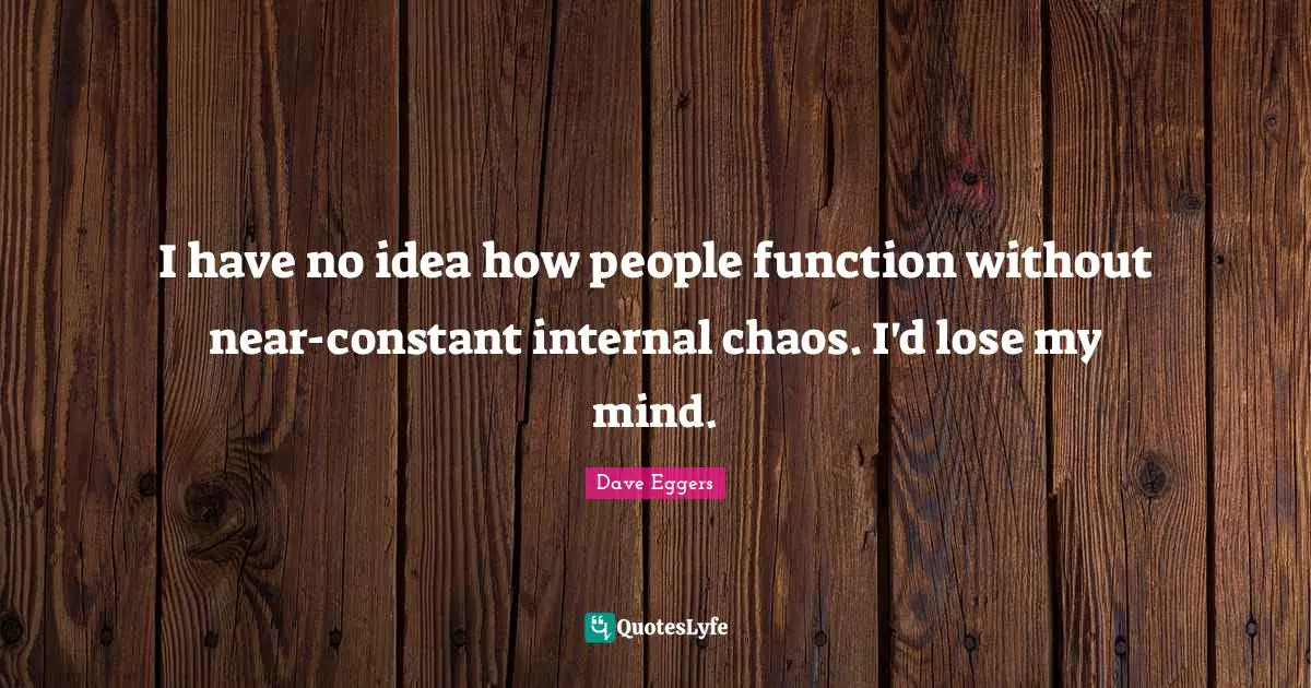 I have no idea how people function without near-constant internal chaos. I'd lose my mind.