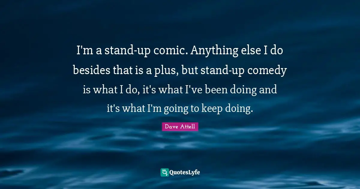 I'm a stand-up comic. Anything else I do besides that is a plus, but stand-up comedy is what I do, it's what I've been doing and it's what I'm going to keep doing.