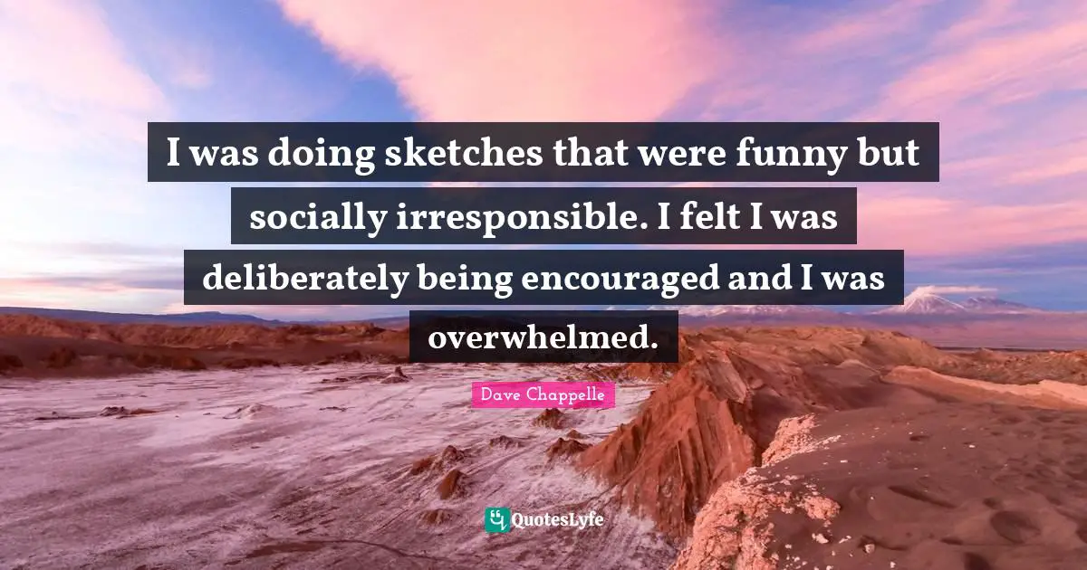 Overwhelmed Quotes: "I was doing sketches that were funny but socially irresponsible. I felt I was deliberately being encouraged and I was overwhelmed."