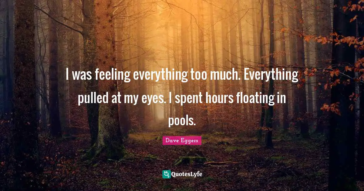 I was feeling everything too much. Everything pulled at my eyes. I spent hours floating in pools.