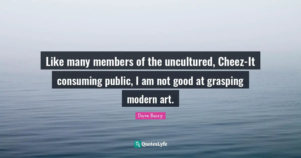 Like many members of the uncultured, Cheez-It consuming public, I am not good at grasping modern art.