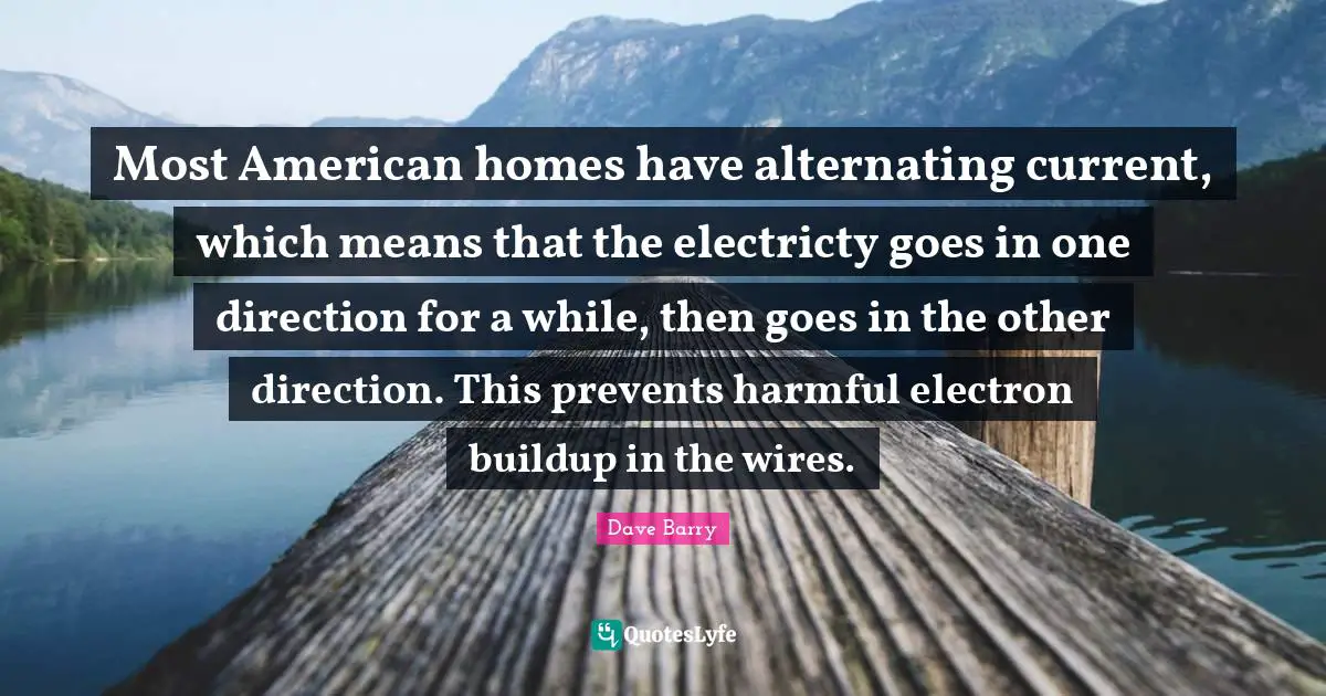 Most American homes have alternating current, which means that the electricty goes in one direction for a while, then goes in the other direction. This prevents harmful electron buildup in the wires.