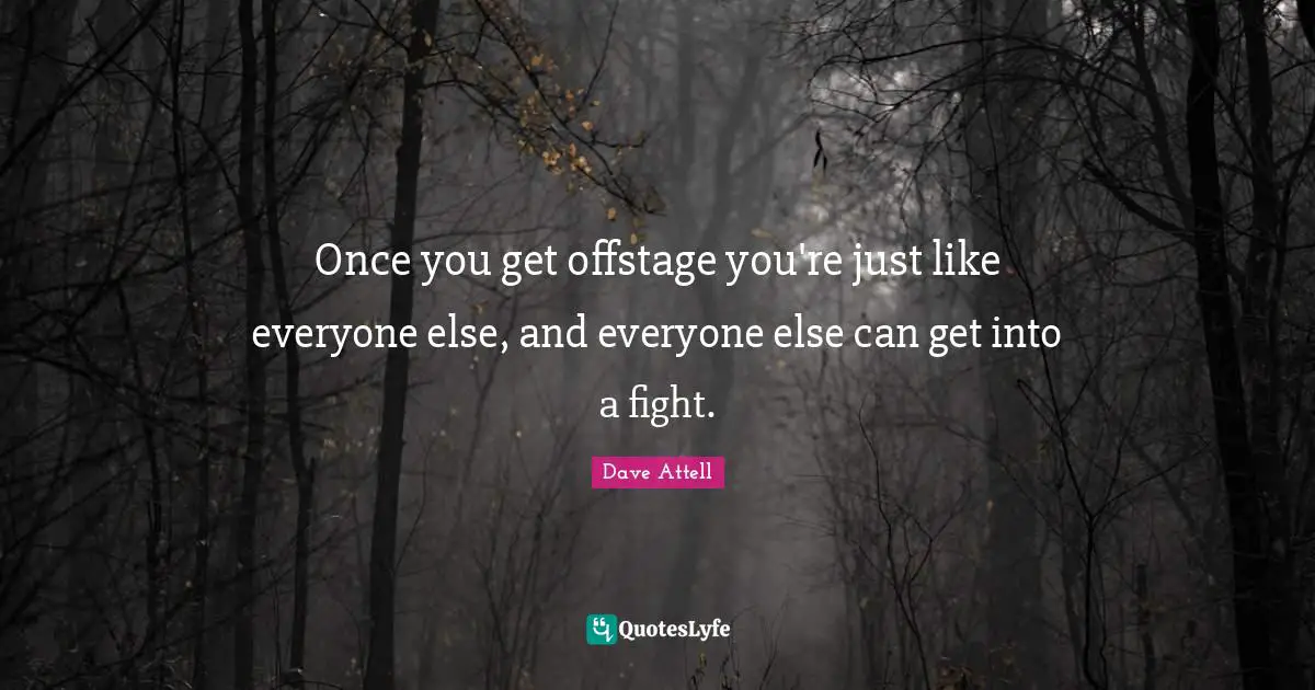 Once you get offstage you're just like everyone else, and everyone else can get into a fight.