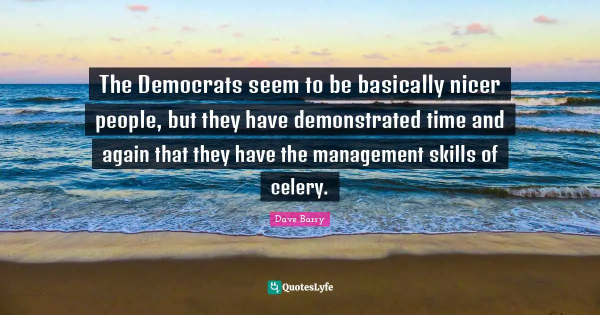 The Democrats seem to be basically nicer people, but they have demonstrated time and again that they have the management skills of celery.