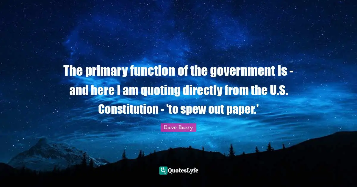 The primary function of the government is - and here I am quoting directly from the U.S. Constitution - 'to spew out paper.'