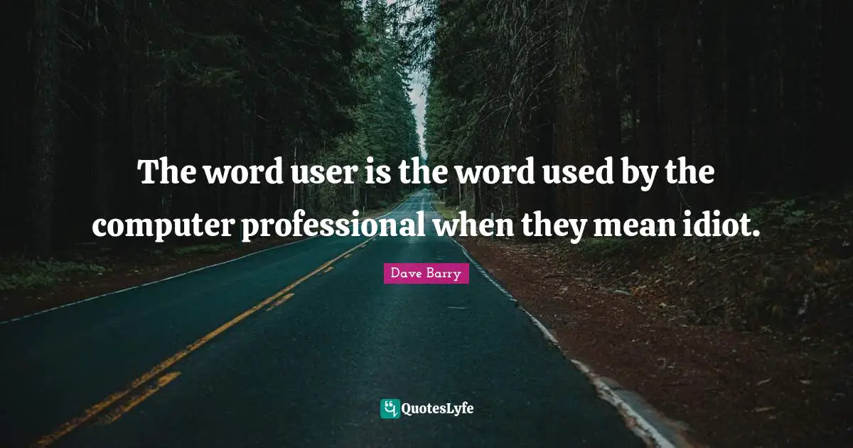The word user is the word used by the computer professional when they mean idiot.