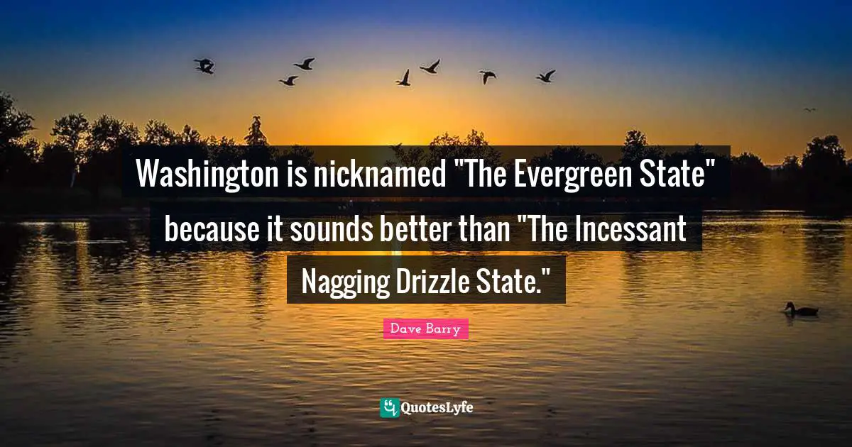 Drizzle Quotes: "Washington is nicknamed "The Evergreen State" because it sounds better than "The Incessant Nagging Drizzle State.""