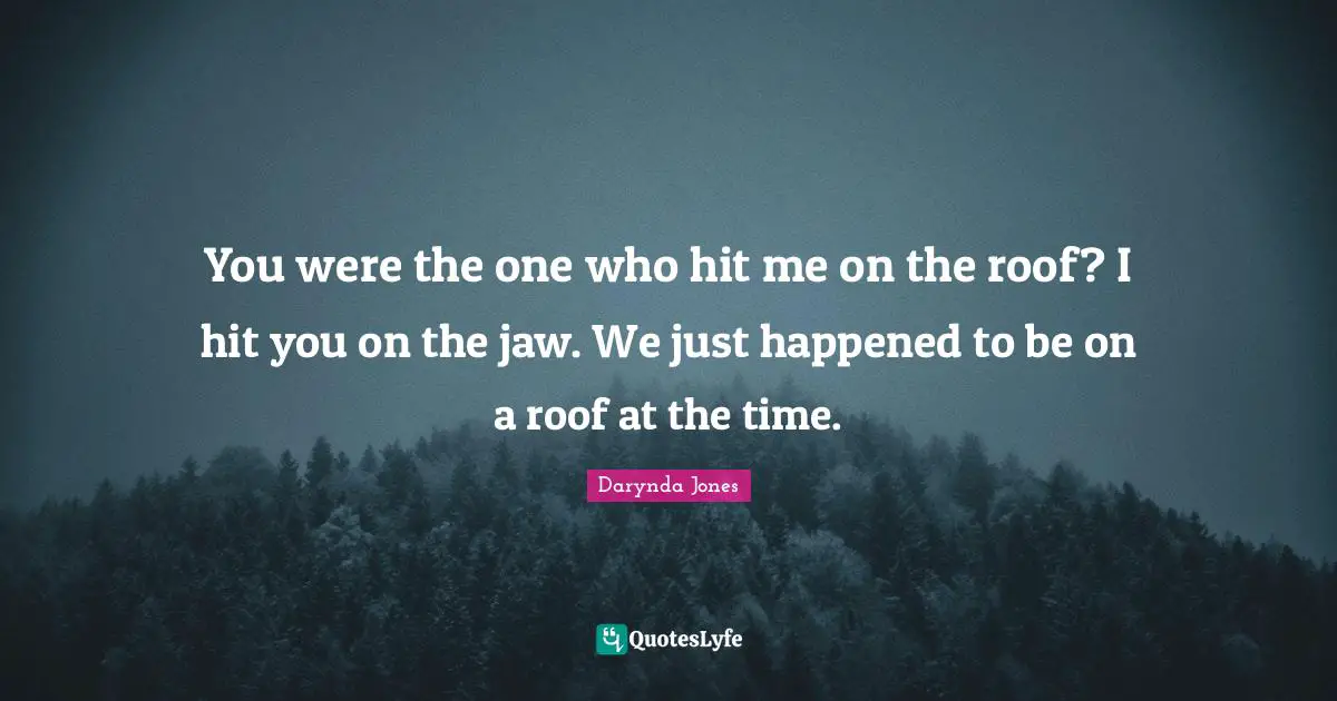 You were the one who hit me on the roof? I hit you on the jaw. We just happened to be on a roof at the time.
