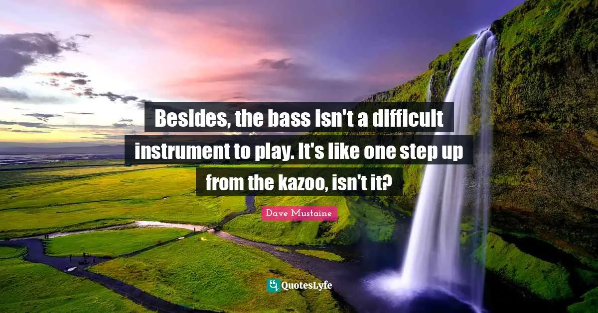 Besides, the bass isn't a difficult instrument to play. It's like one step up from the kazoo, isn't it?