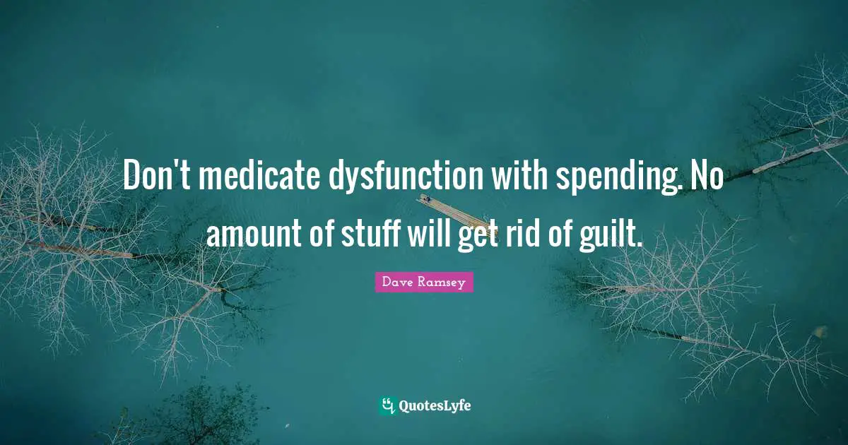 Dysfunction Quotes: "Don't medicate dysfunction with spending. No amount of stuff will get rid of guilt."