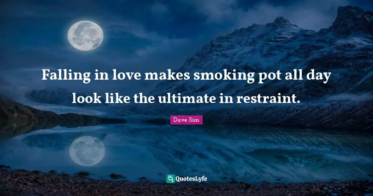 Falling in love makes smoking pot all day look like the ultimate in restraint.