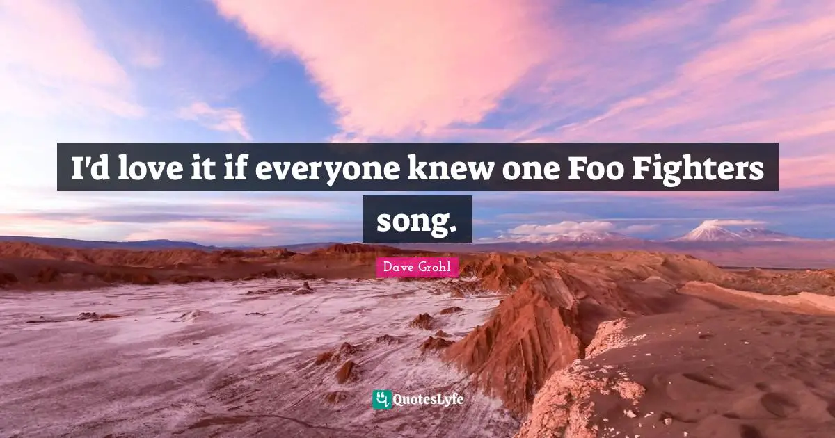 Foo Fighters Quotes: "I'd love it if everyone knew one Foo Fighters song."
