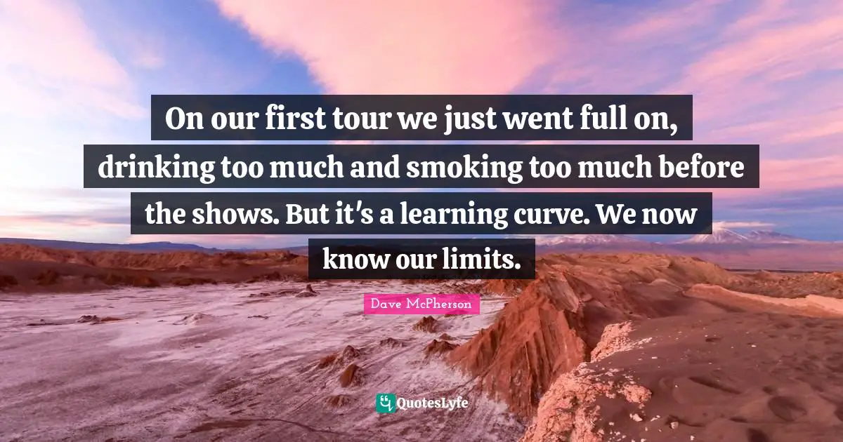 Learning Curve Quotes: "On our first tour we just went full on, drinking too much and smoking too much before the shows. But it's a learning curve. We now know our limits."