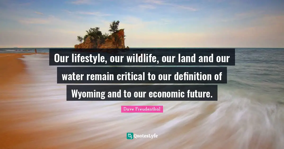 Lifestyle Quotes: "Our lifestyle, our wildlife, our land and our water remain critical to our definition of Wyoming and to our economic future."