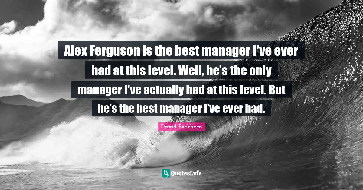 Alex Ferguson is the best manager I've ever had at this level. Well, he's the only manager I've actually had at this level. But he's the best manager I've ever had.