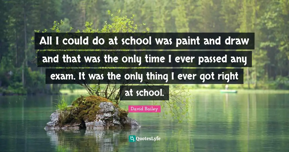 All I could do at school was paint and draw and that was the only time I ever passed any exam. It was the only thing I ever got right at school.