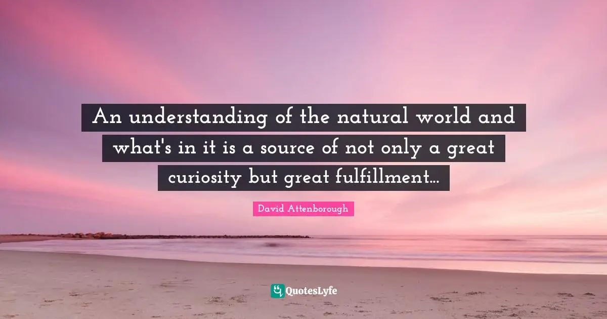 David Attenborough Quotes: An understanding of the natural world and what's in it is a source of not only a great curiosity but great fulfillment...