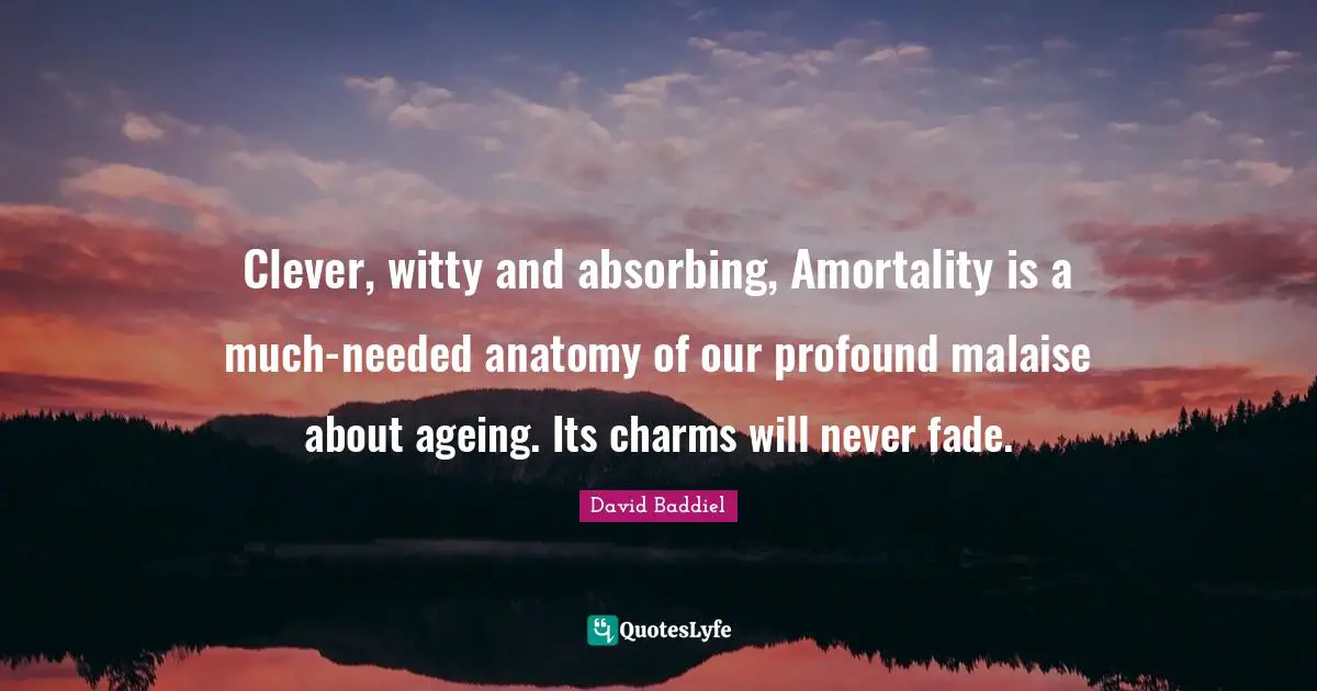 Clever, witty and absorbing, Amortality is a much-needed anatomy of our profound malaise about ageing. Its charms will never fade.