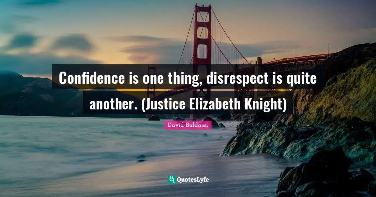Confidence is one thing, disrespect is quite another. (Justice Elizabeth Knight)