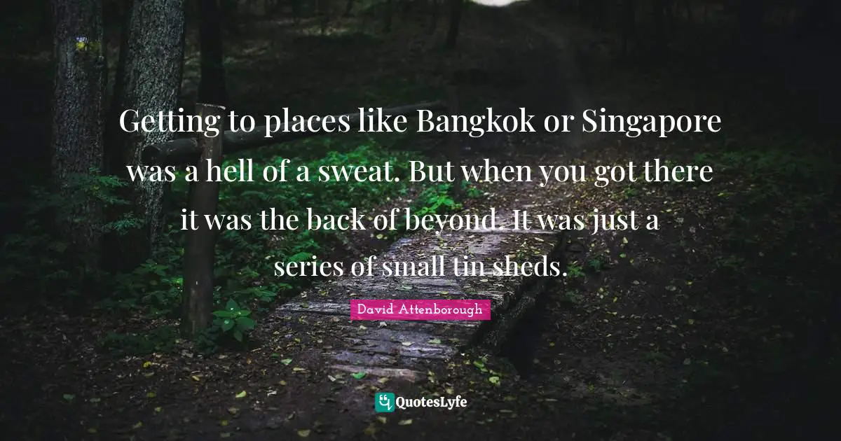 Series Quotes: "Getting to places like Bangkok or Singapore was a hell of a sweat. But when you got there it was the back of beyond. It was just a series of small tin sheds."
