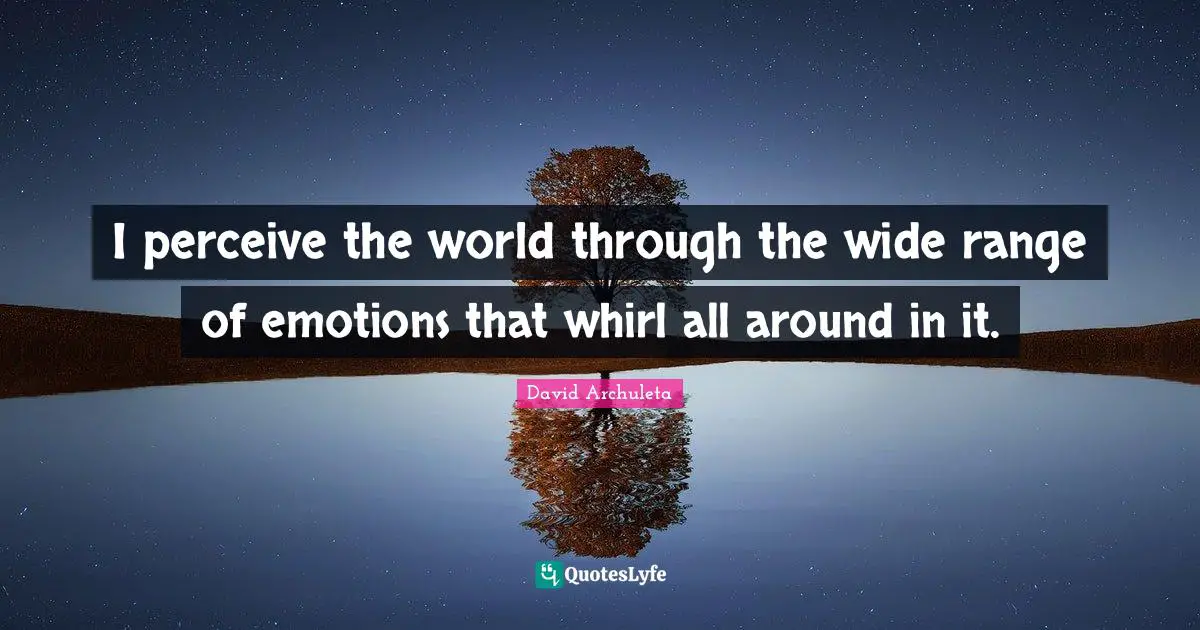 I perceive the world through the wide range of emotions that whirl all around in it.