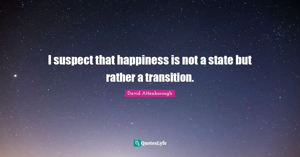 I suspect that happiness is not a state but rather a transition.