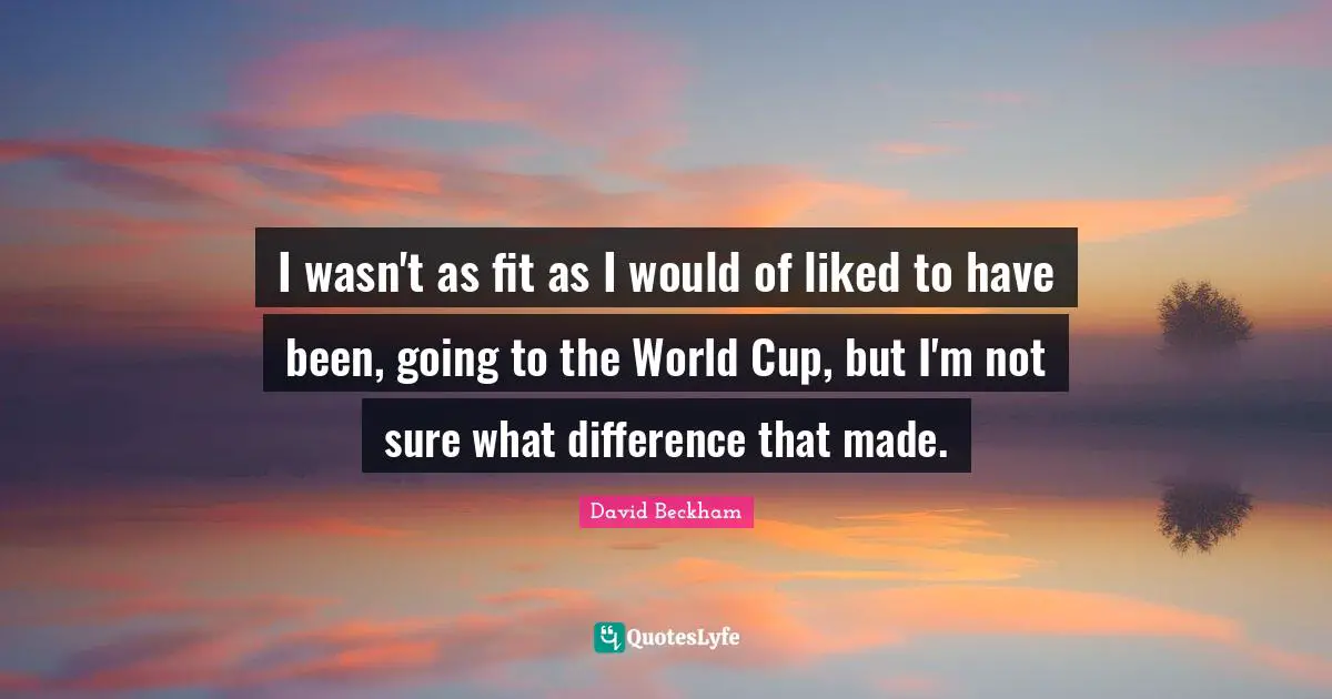 World Cup Quotes: "I wasn't as fit as I would of liked to have been, going to the World Cup, but I'm not sure what difference that made."