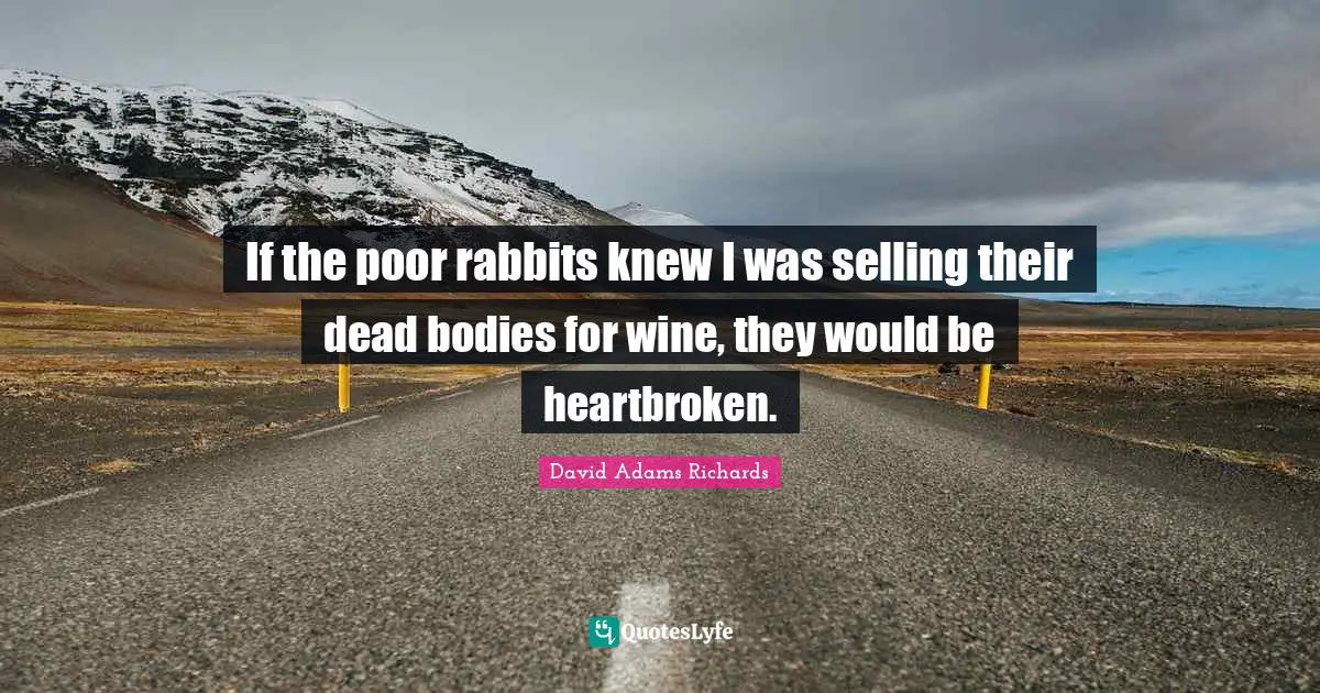 If the poor rabbits knew I was selling their dead bodies for wine, they would be heartbroken.