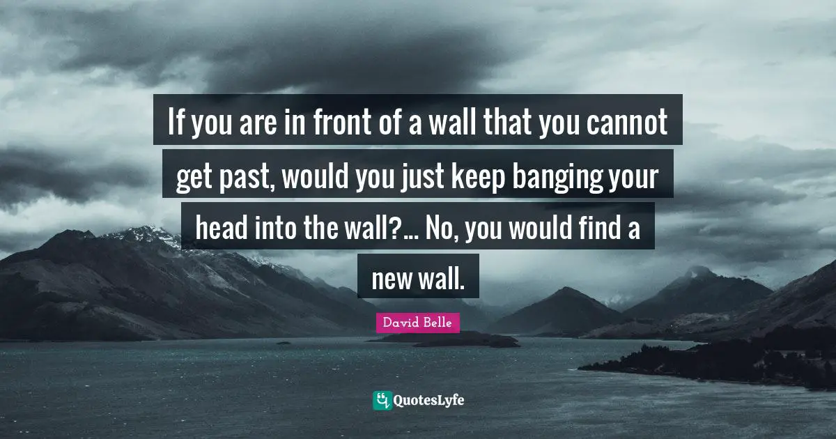 If you are in front of a wall that you cannot get past, would you just keep banging your head into the wall?... No, you would find a new wall.
