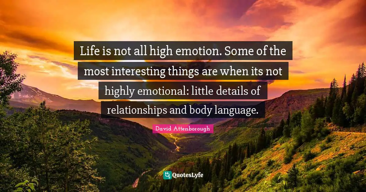 Life is not all high emotion. Some of the most interesting things are when its not highly emotional: little details of relationships and body language.