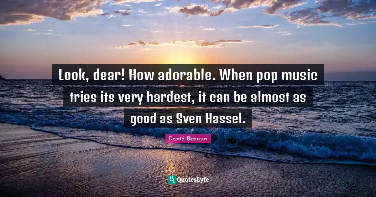 Look, dear! How adorable. When pop music tries its very hardest, it can be almost as good as Sven Hassel.