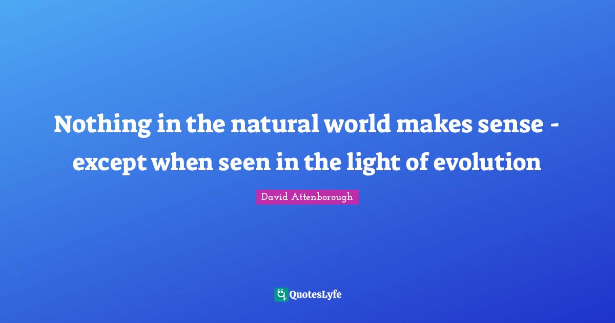 Nothing in the natural world makes sense - except when seen in the light of evolution