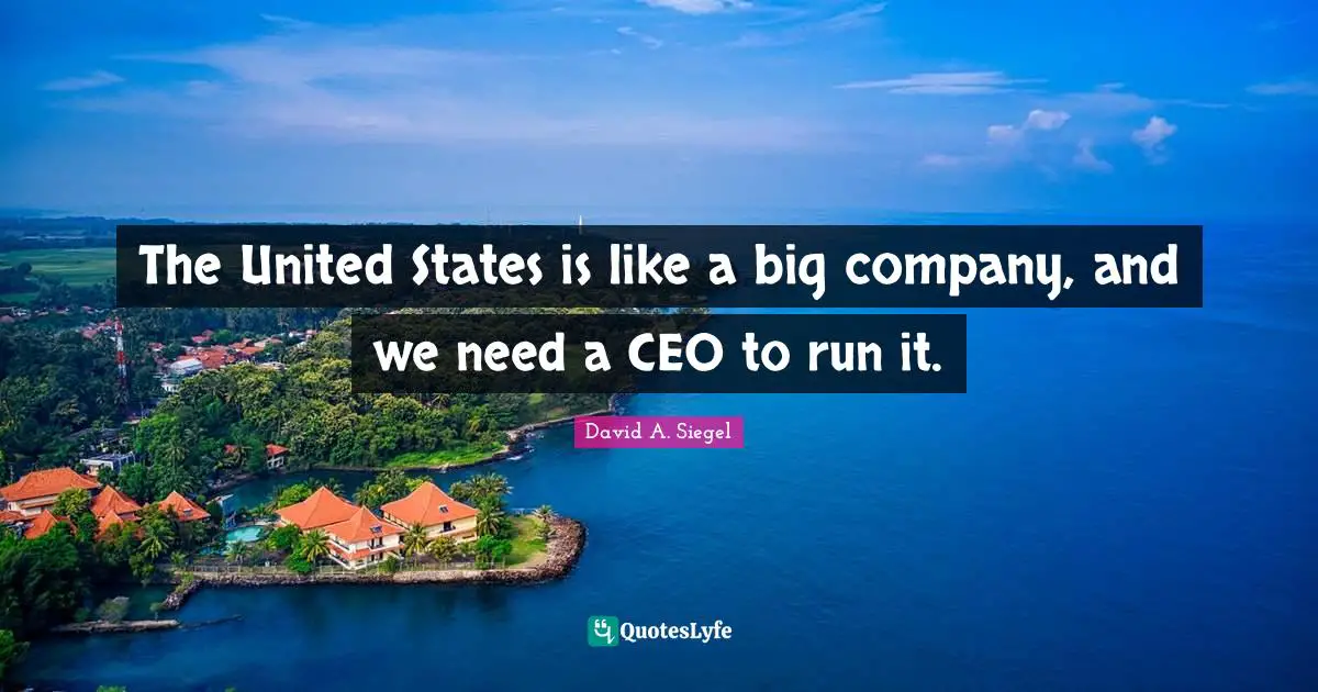 The United States is like a big company, and we need a CEO to run it.
