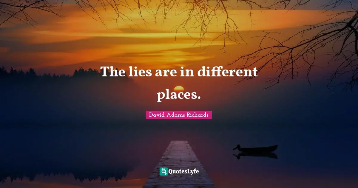Different Place Quotes: "The lies are in different places."