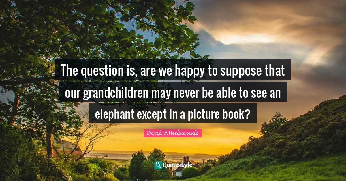 Able Quotes: "The question is, are we happy to suppose that our grandchildren may never be able to see an elephant except in a picture book?"