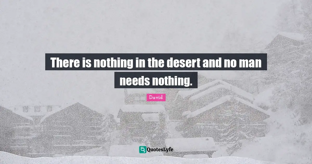 There is nothing in the desert and no man needs nothing.