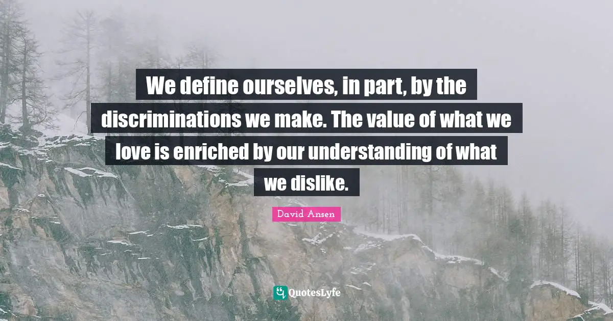 We define ourselves, in part, by the discriminations we make. The value of what we love is enriched by our understanding of what we dislike.