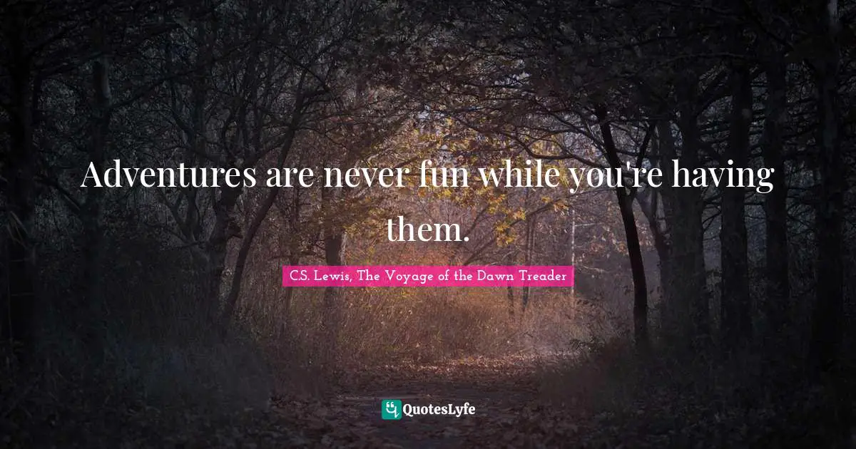 Adventures are never fun while you're having them.