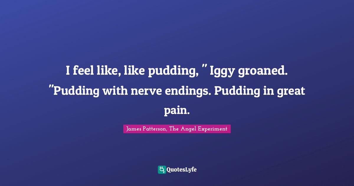 I feel like, like pudding, " Iggy groaned. "Pudding with nerve endings. Pudding in great pain.